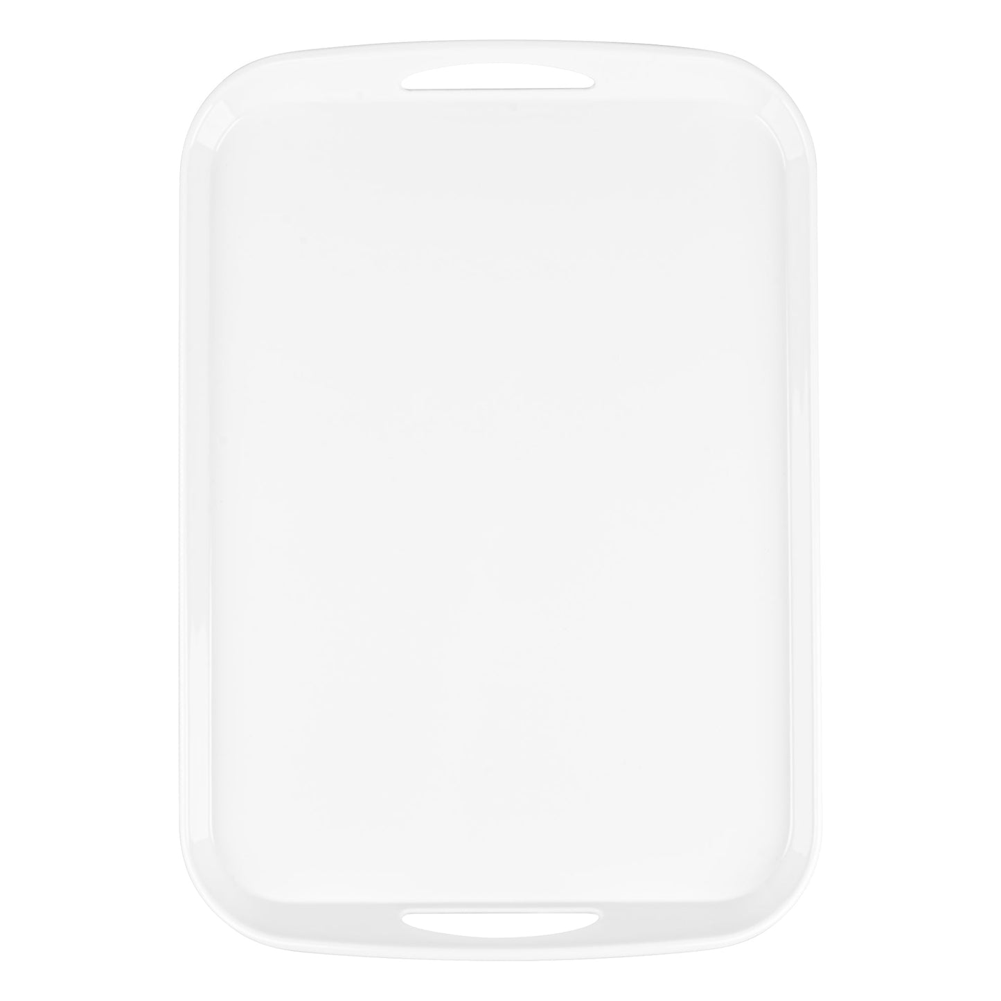 Voga Rectangle White Melamine Serving Tray - with Handles - 18" x 12 1/2" x 1 3/4" - 1 count box