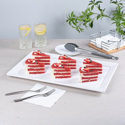 Voga Rectangle White Melamine Large Serving Tray - Classic - 20 3/4" x 12 1/2" x 1" - 1 count box