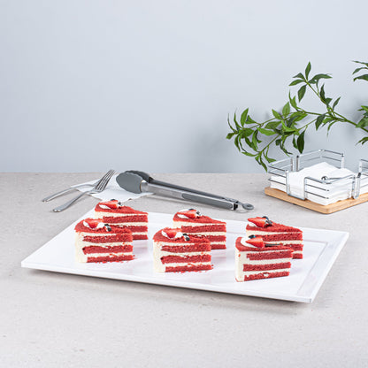 Voga Rectangle White Melamine Large Serving Tray - Classic - 20 3/4" x 12 1/2" x 1" - 1 count box