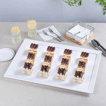 Voga Rectangle White Melamine Extra Large Serving Tray - Classic - 25 1/2" x 17 3/4" x 1" - 1 count box