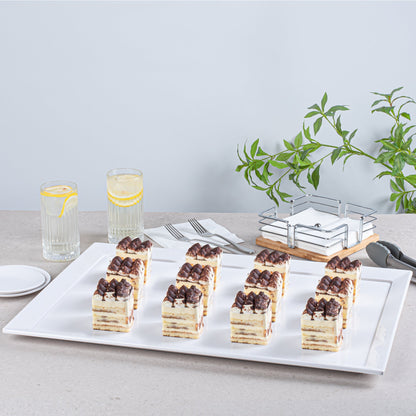 Voga Rectangle White Melamine Extra Large Serving Tray - Classic - 25 1/2" x 17 3/4" x 1" - 1 count box