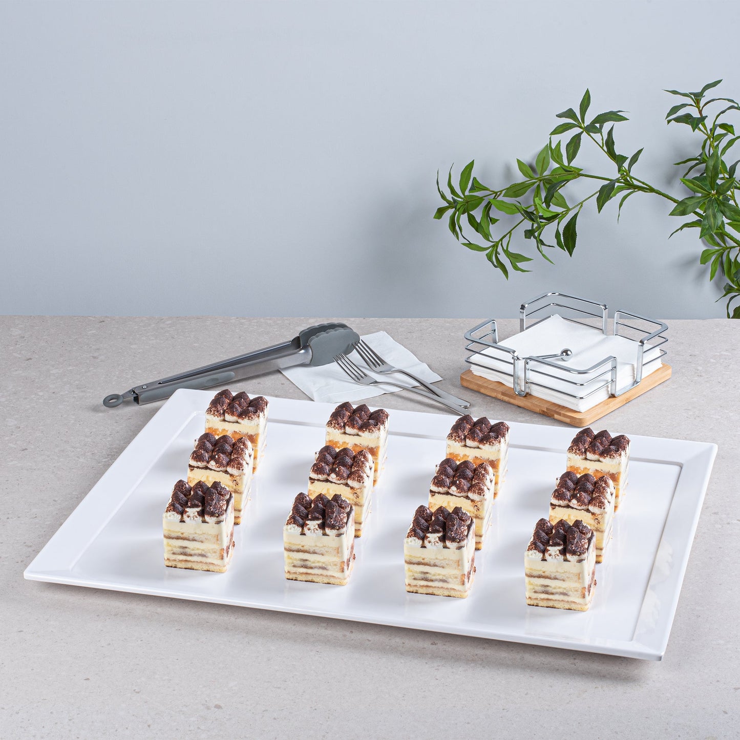 Voga Rectangle White Melamine Extra Large Serving Tray - Classic - 25 1/2" x 17 3/4" x 1" - 1 count box