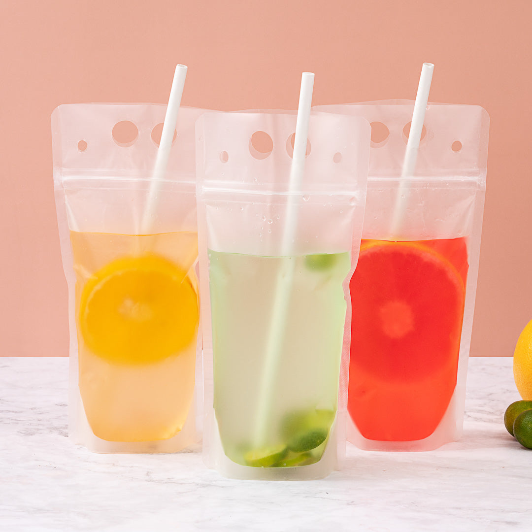 Bag Tek 17 oz Clear Plastic Drink Pouch - Single Zipper - 5" x 9" x 1 1/2" - 100 count box