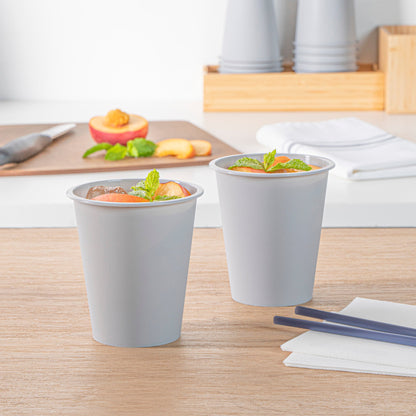 Bev Tek 12 oz Round Matte Gray Plastic Hot / Cold Drinking Cup - 3 1/2" x 3 1/2" x 4" - 100 count box