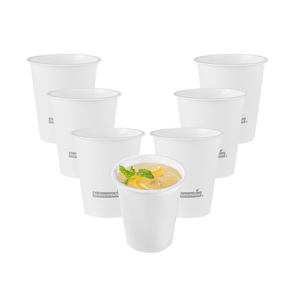 Bev Tek 12 oz Round Matte White Plastic Hot / Cold Drinking Cup - 3 1/2" x 3 1/2" x 4" - 100 count box
