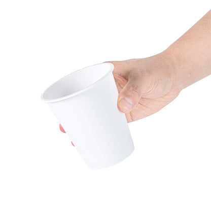 Bev Tek 12 oz Round Matte White Plastic Hot / Cold Drinking Cup - 3 1/2" x 3 1/2" x 4" - 100 count box