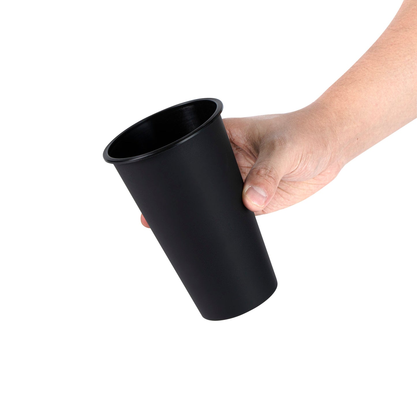 Bev Tek 16 oz Round Matte Black Plastic Hot / Cold Drinking Cup - 3 1/2" x 3 1/2" x 5 1/4" - 100 count box