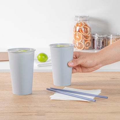 Bev Tek 16 oz Round Matte Gray Plastic Hot / Cold Drinking Cup - 3 1/2" x 3 1/2" x 5 1/4" - 100 count box