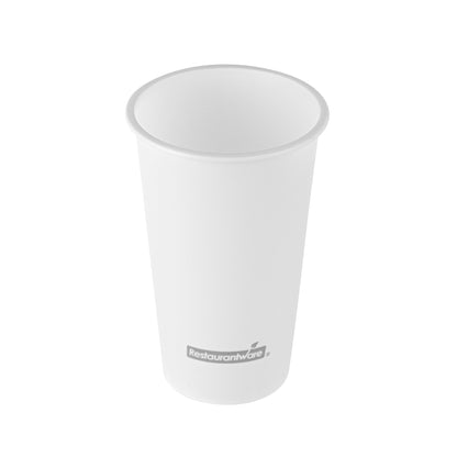 Bev Tek 16 oz Round Matte White Plastic Hot / Cold Drinking Cup - 3 1/2" x 3 1/2" x 5 1/4" - 100 count box