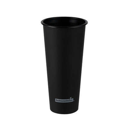Bev Tek 24 oz Round Matte Black Plastic Hot / Cold Drinking Cup - 3 1/2" x 3 1/2" x 7" - 100 count box