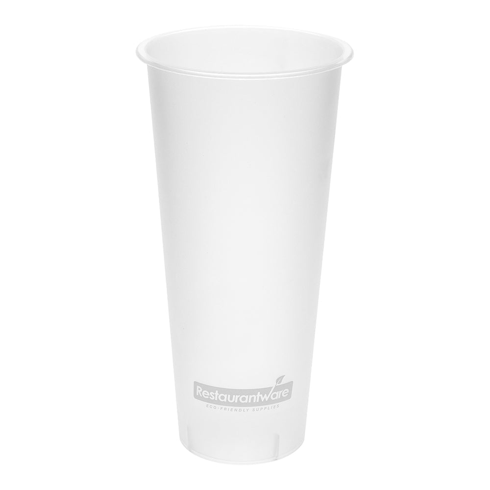 Bev Tek 24 oz Round Frosted Clear Plastic Hot / Cold Drinking Cup - 3 1/2" x 3 1/2" x 7" - 100 count box