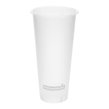 Bev Tek 24 oz Round Frosted Clear Plastic Hot / Cold Drinking Cup - 3 1/2" x 3 1/2" x 7" - 100 count box