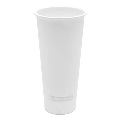 Bev Tek 24 oz Round Matte White Plastic Hot / Cold Drinking Cup - 3 1/2" x 3 1/2" x 7" - 100 count box