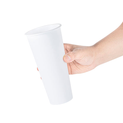Bev Tek 24 oz Round Matte White Plastic Hot / Cold Drinking Cup - 3 1/2" x 3 1/2" x 7" - 100 count box