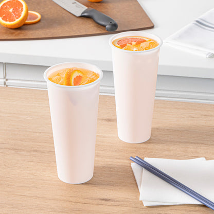 Bev Tek 24 oz Round Matte White Plastic Hot / Cold Drinking Cup - 3 1/2" x 3 1/2" x 7" - 100 count box