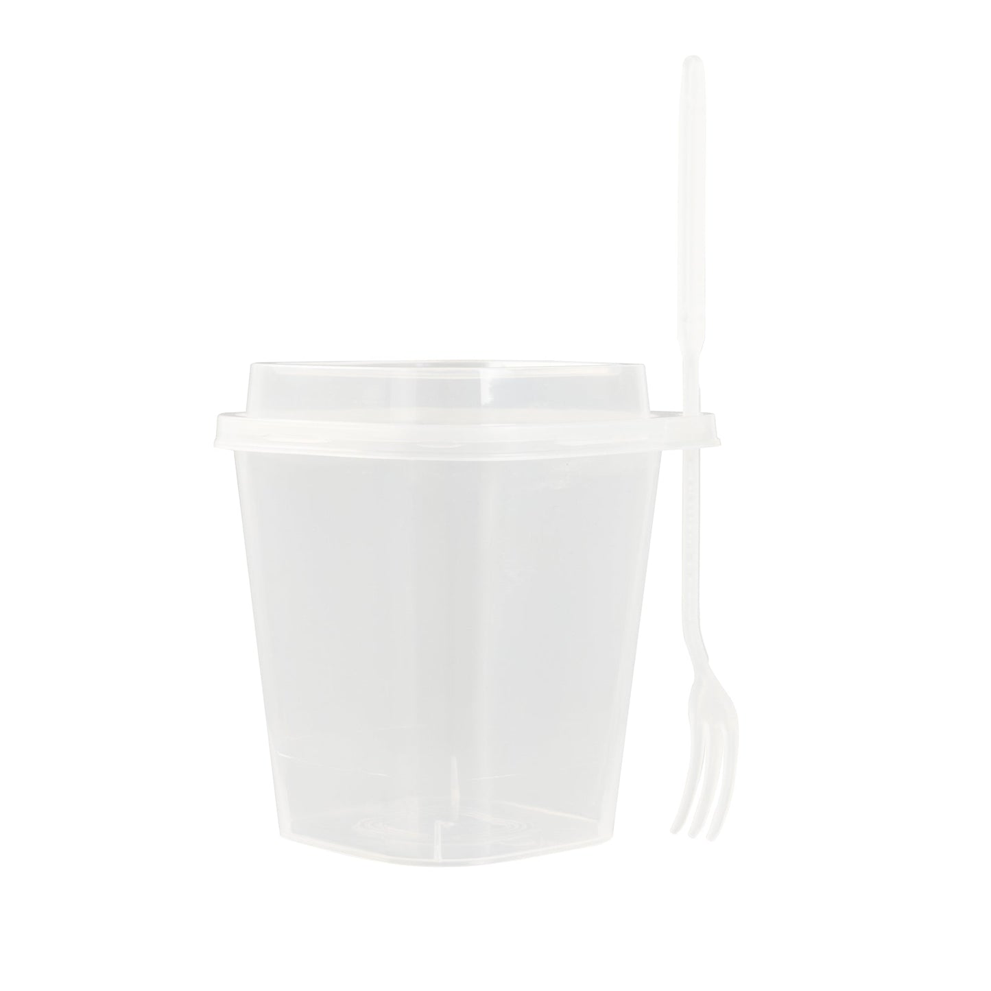 Asporto 17 oz Clear Plastic Salad To Go Cup - with Clear Lid and Fork - 3 1/2" x 3 1/2" x 4" - 100 count box