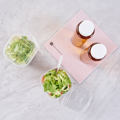 Asporto 17 oz Clear Plastic Salad To Go Cup - with Clear Lid and Fork - 3 1/2" x 3 1/2" x 4" - 100 count box