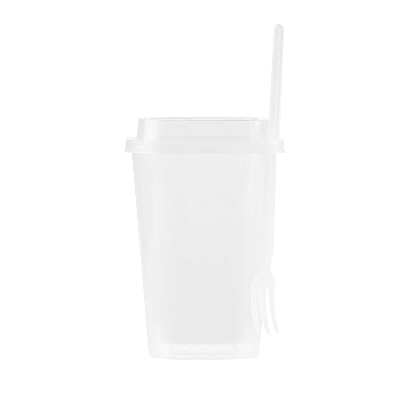 Asporto 24 oz Clear Plastic Salad To Go Cup - with Clear Lid and Fork - 2 3/4" x 2 3/4" x 5 3/4" - 100 count box