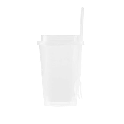 Asporto 24 oz Clear Plastic Salad To Go Cup - with Clear Lid and Fork - 2 3/4" x 2 3/4" x 5 3/4" - 100 count box