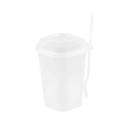 Asporto 24 oz Clear Plastic Salad To Go Cup - with Clear Lid and Fork - 2 3/4" x 2 3/4" x 5 3/4" - 100 count box