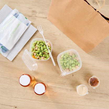 Asporto 24 oz Clear Plastic Salad To Go Cup - with Clear Lid and Fork - 2 3/4" x 2 3/4" x 5 3/4" - 100 count box