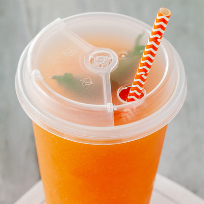 Bev Tek Clear Plastic 2-in-1 Straw or Sip Hot / Cold Drinking Cup Lid - Fits 12, 16 and 24 oz - 100 count box