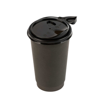 Bev Tek Black Plastic Pop Lock Coffee Cup Lid - Fits 8, 12, 16 and 20 oz - 100 count box