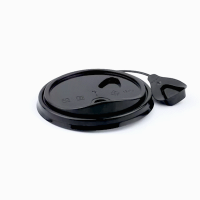 Bev Tek Black Plastic Pop Lock Coffee Cup Lid - Fits 8, 12, 16 and 20 oz - 100 count box