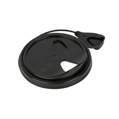 Bev Tek Black Plastic Pop Lock Coffee Cup Lid - Fits 8, 12, 16 and 20 oz - 100 count box