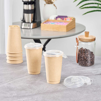 Bev Tek Clear Plastic Pop Lock Hot / Cold Drinking Cup Lid - Fits 12, 16 and 24 oz - 100 count box