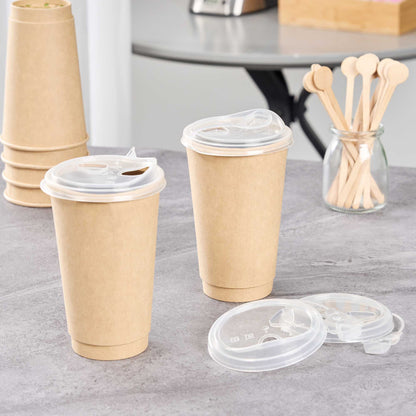 Bev Tek Clear Plastic Pop Lock Hot / Cold Drinking Cup Lid - Fits 12, 16 and 24 oz - 100 count box
