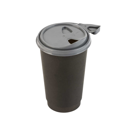 Bev Tek Gray Plastic Pop Lock Coffee Cup Lid - Fits 8, 12, 16 and 20 oz - 100 count box