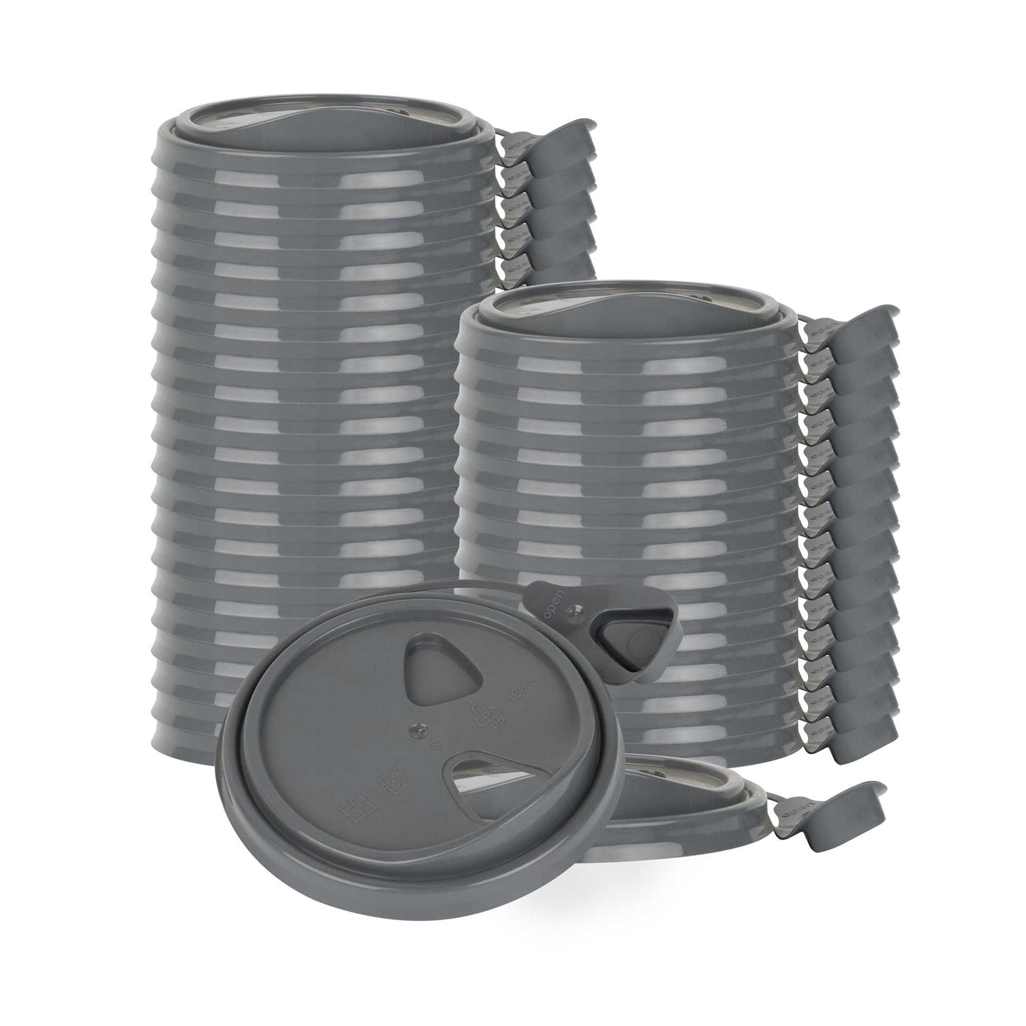 Bev Tek Gray Plastic Pop Lock Coffee Cup Lid - Fits 8, 12, 16 and 20 oz - 100 count box