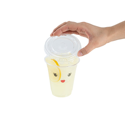 Visage Round Clear Plastic Flat Lid - Fits 9, 12 and 16 oz - 1000 count box
