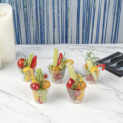 Mini Serve 4 oz Round Clear Plastic Arco Dessert Cup - 2 1/2" x 2 1/2" x 2 1/4" - 100 count box