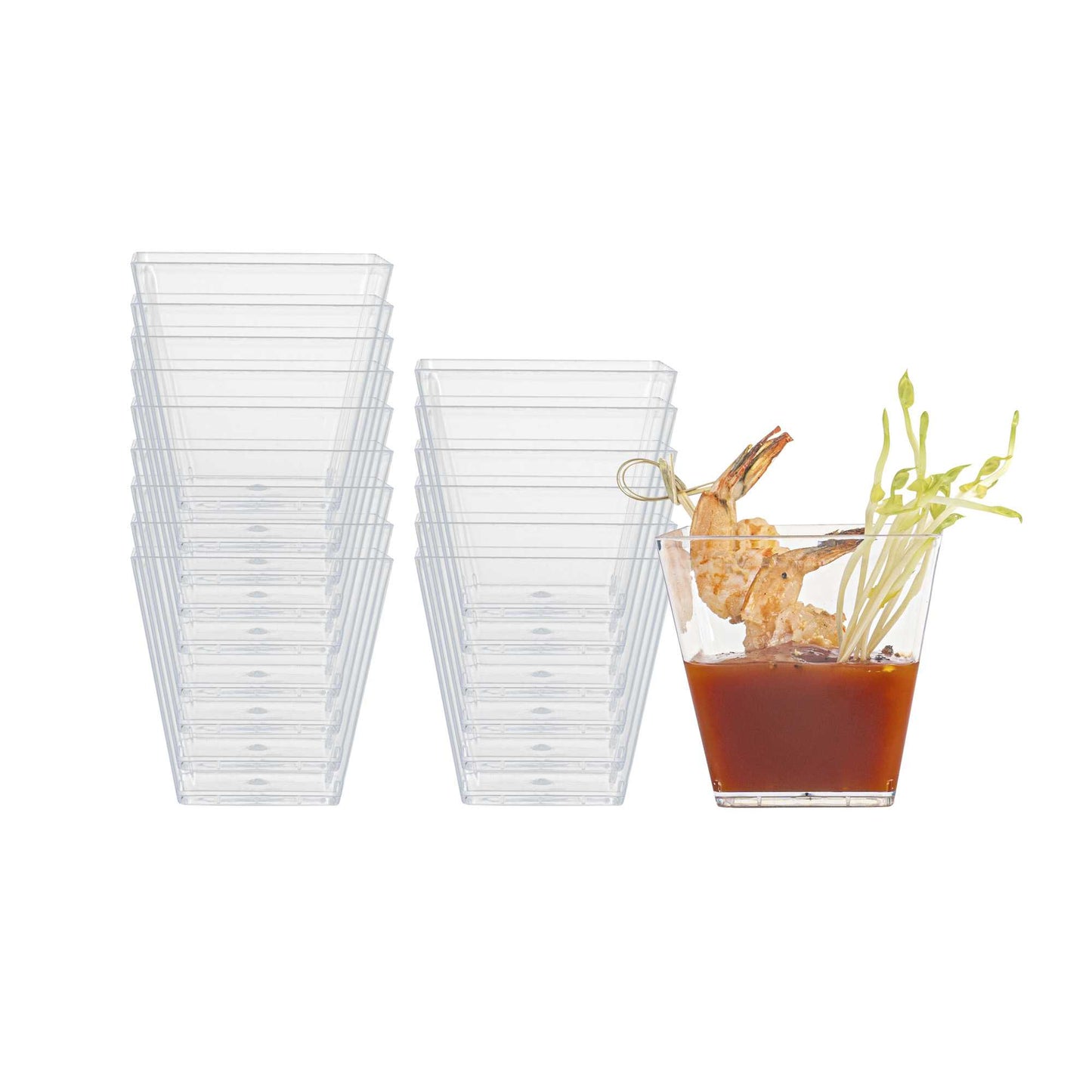 Mini Serve 5 oz Square Clear Plastic Medium Kova Cup - 2 1/2" x 2 1/2" x 2 1/2" - 20 count box