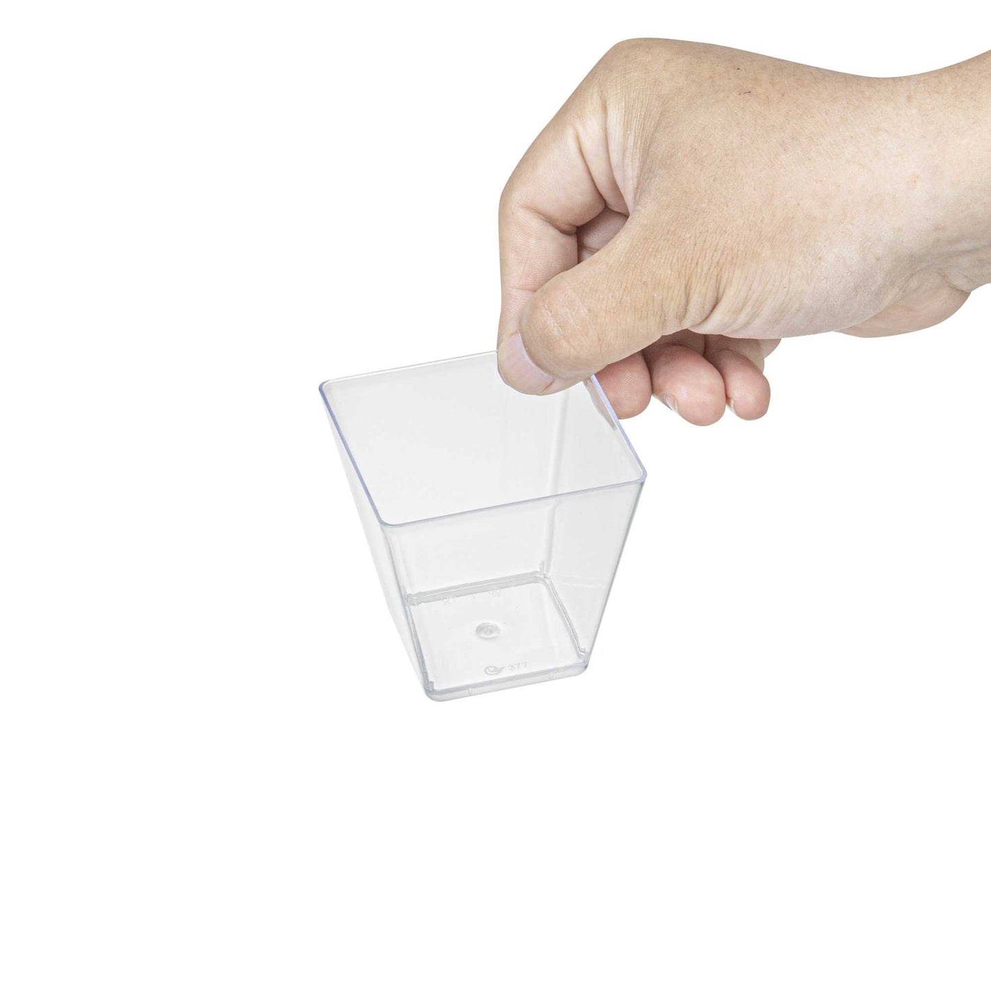 Mini Serve 5 oz Square Clear Plastic Medium Kova Cup - 2 1/2" x 2 1/2" x 2 1/2" - 20 count box