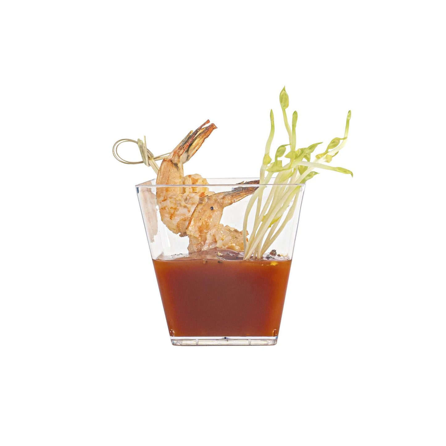 Mini Serve 5 oz Square Clear Plastic Medium Kova Cup - 2 1/2" x 2 1/2" x 2 1/2" - 20 count box