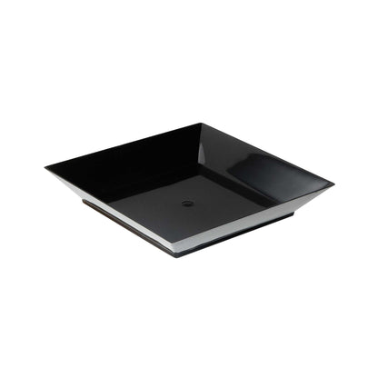 Mini Serve Square Black Plastic Small Modern Plate - 4" x 4" x 1/2" - 100 count box