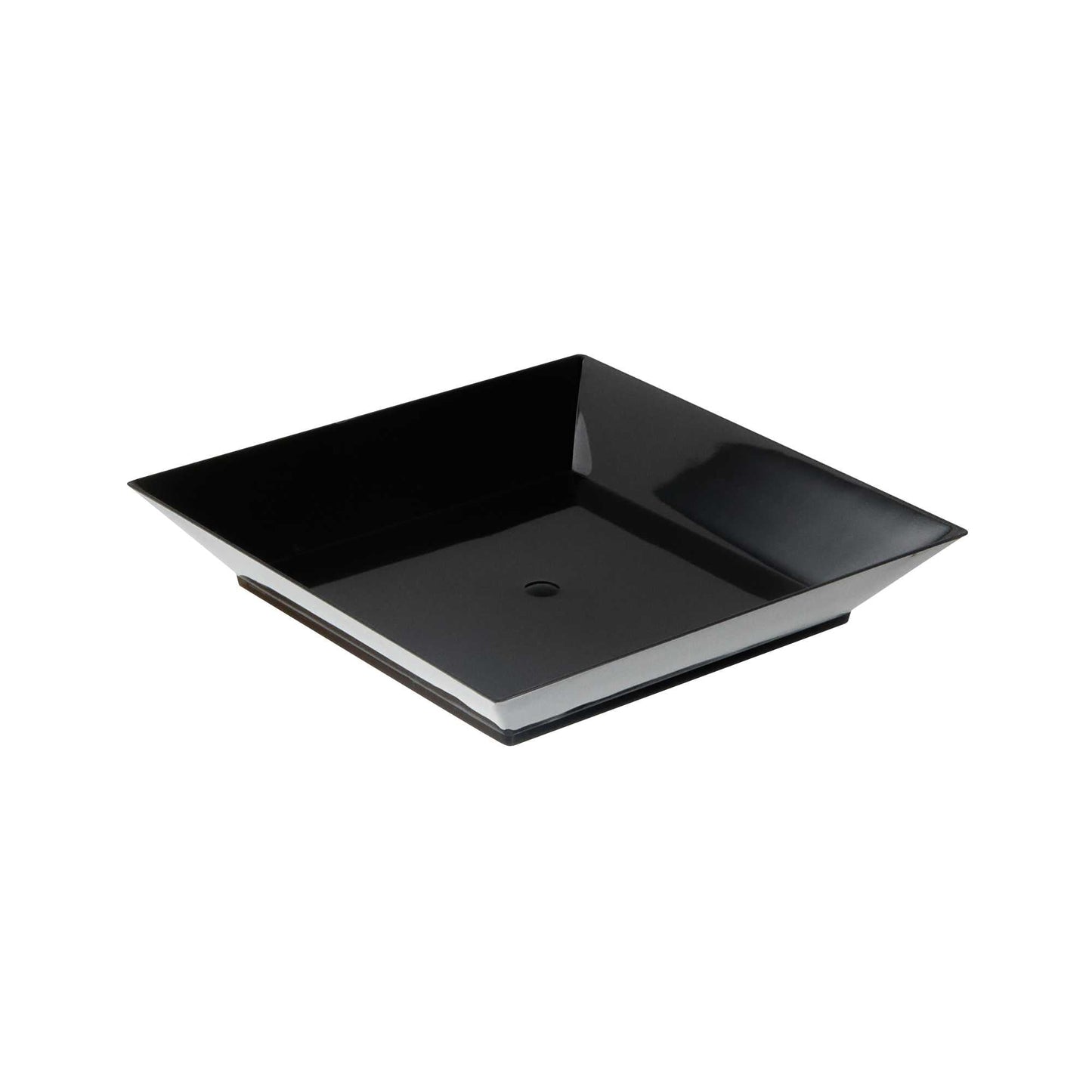 Mini Serve Square Black Plastic Small Modern Plate - 4" x 4" x 1/2" - 20 count box