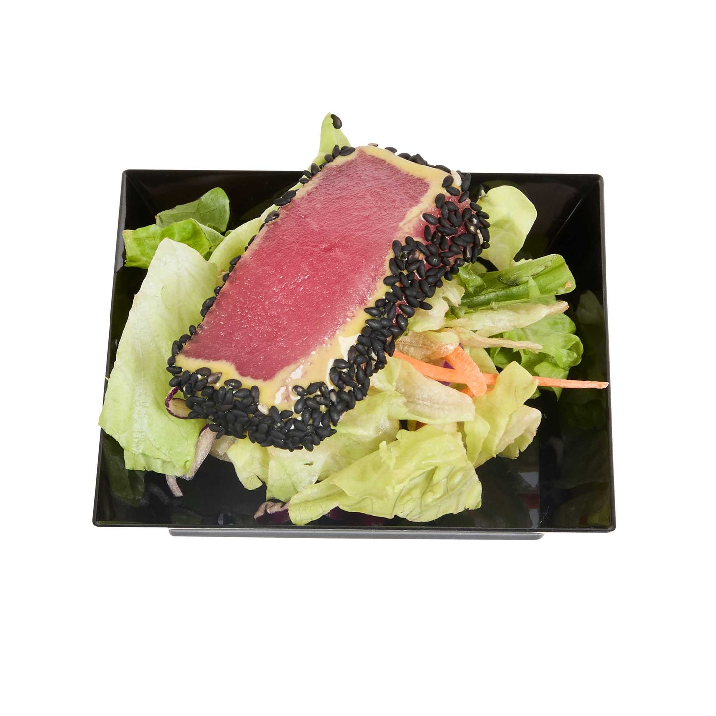 Mini Serve Square Black Plastic Small Modern Plate - 4" x 4" x 1/2" - 20 count box