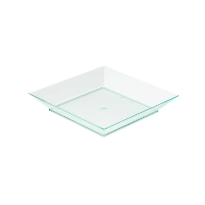 Mini Serve Square Seagreen Plastic Small Modern Plate - 4" x 4" x 1/2" - 100 count box