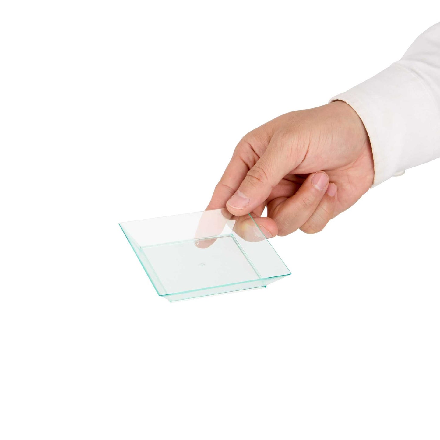 Mini Serve Square Seagreen Plastic Small Modern Plate - 4" x 4" x 1/2" - 20 count box