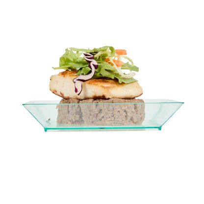 Mini Serve Square Seagreen Plastic Small Modern Plate - 4" x 4" x 1/2" - 20 count box