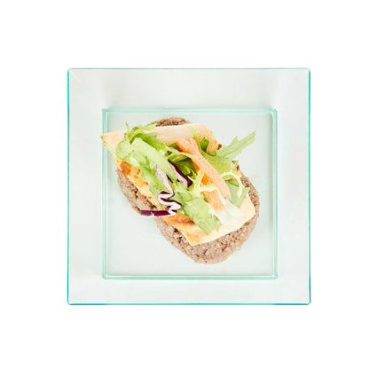 Mini Serve Square Seagreen Plastic Small Modern Plate - 4" x 4" x 1/2" - 20 count box