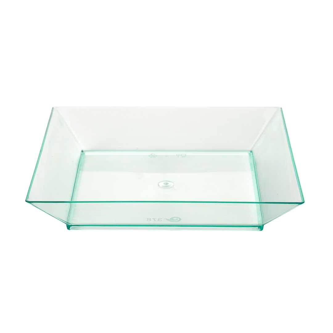 Mini Serve Square Seagreen Plastic Small Modern Plate - 4" x 4" x 1/2" - 20 count box