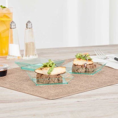 Mini Serve Square Seagreen Plastic Small Modern Plate - 4" x 4" x 1/2" - 20 count box