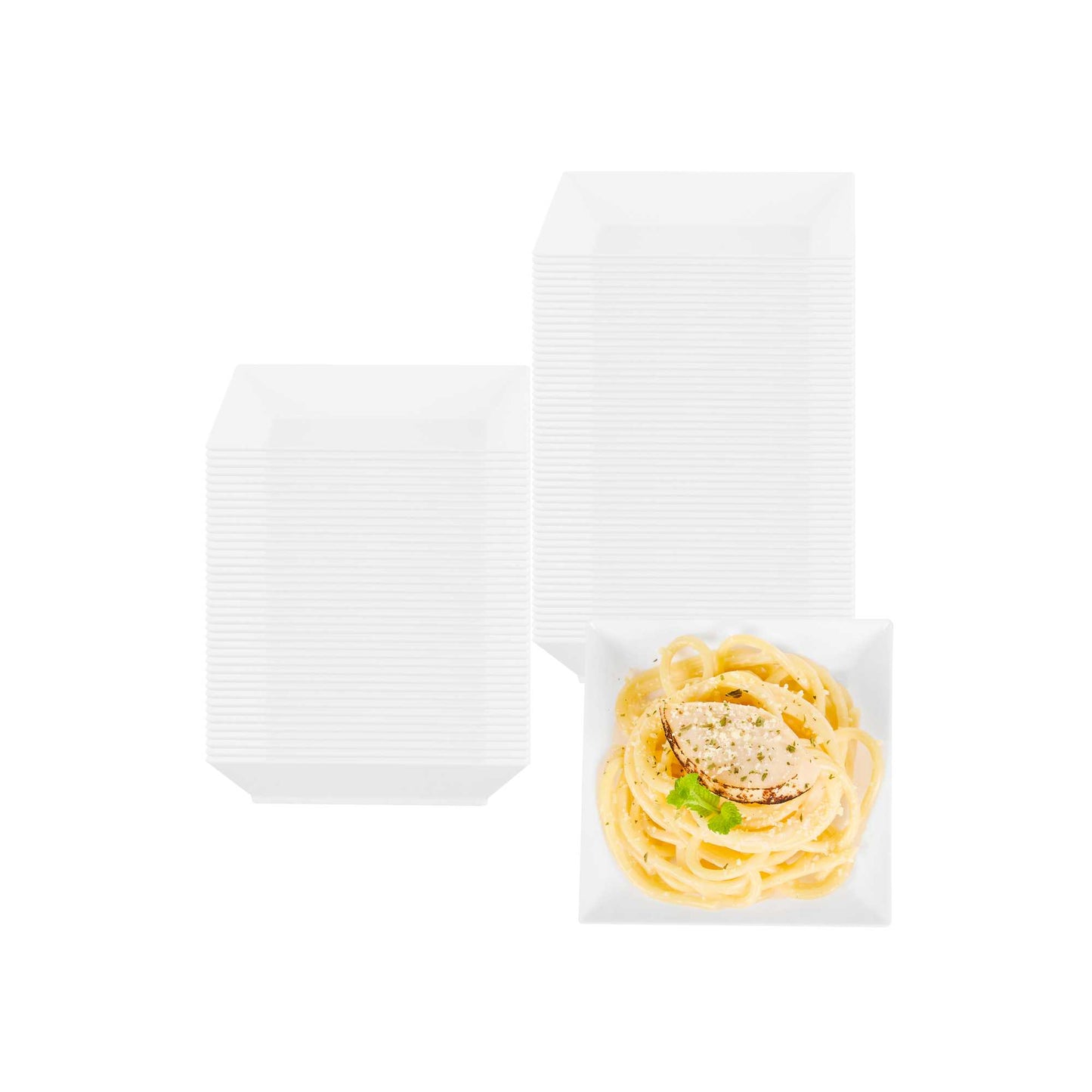 Mini Serve Square White Plastic Small Modern Plate - 4" x 4" x 1/2" - 20 count box