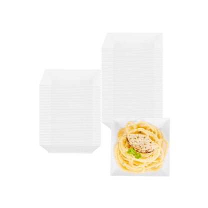 Mini Serve Square White Plastic Small Modern Plate - 4" x 4" x 1/2" - 20 count box