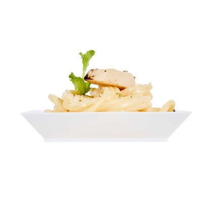 Mini Serve Square White Plastic Small Modern Plate - 4" x 4" x 1/2" - 20 count box